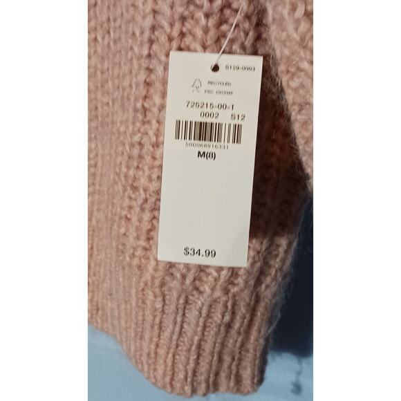 Old Navy Womens V Neck Cropped Fuzzy Cardigan Pale Pink Sweater Poly Blend NWT - Picture 7 of 9